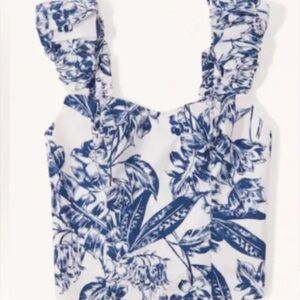 Abercrombie & Fitch Blue and White Floral Tank Top